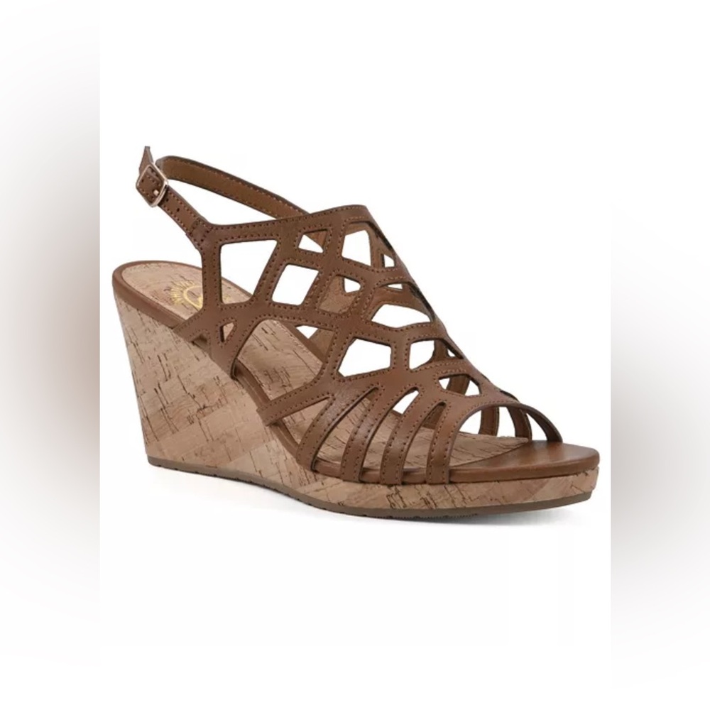White Mountain Women’s Flaming Brown Wedge Sandals - Picture 3 of 6